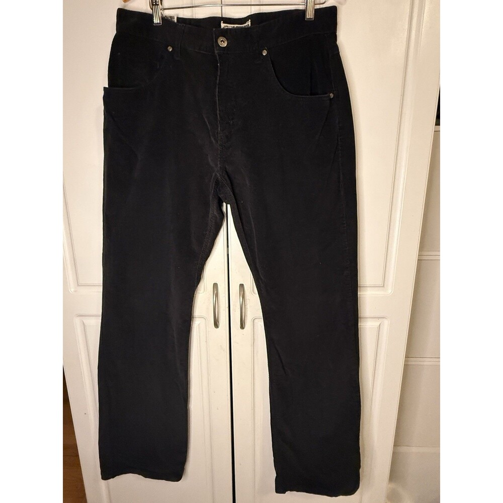 Split Vintage Skateboard Black Corduroy Grunge Y2K Wide Leg Pants Sz 34x32.5